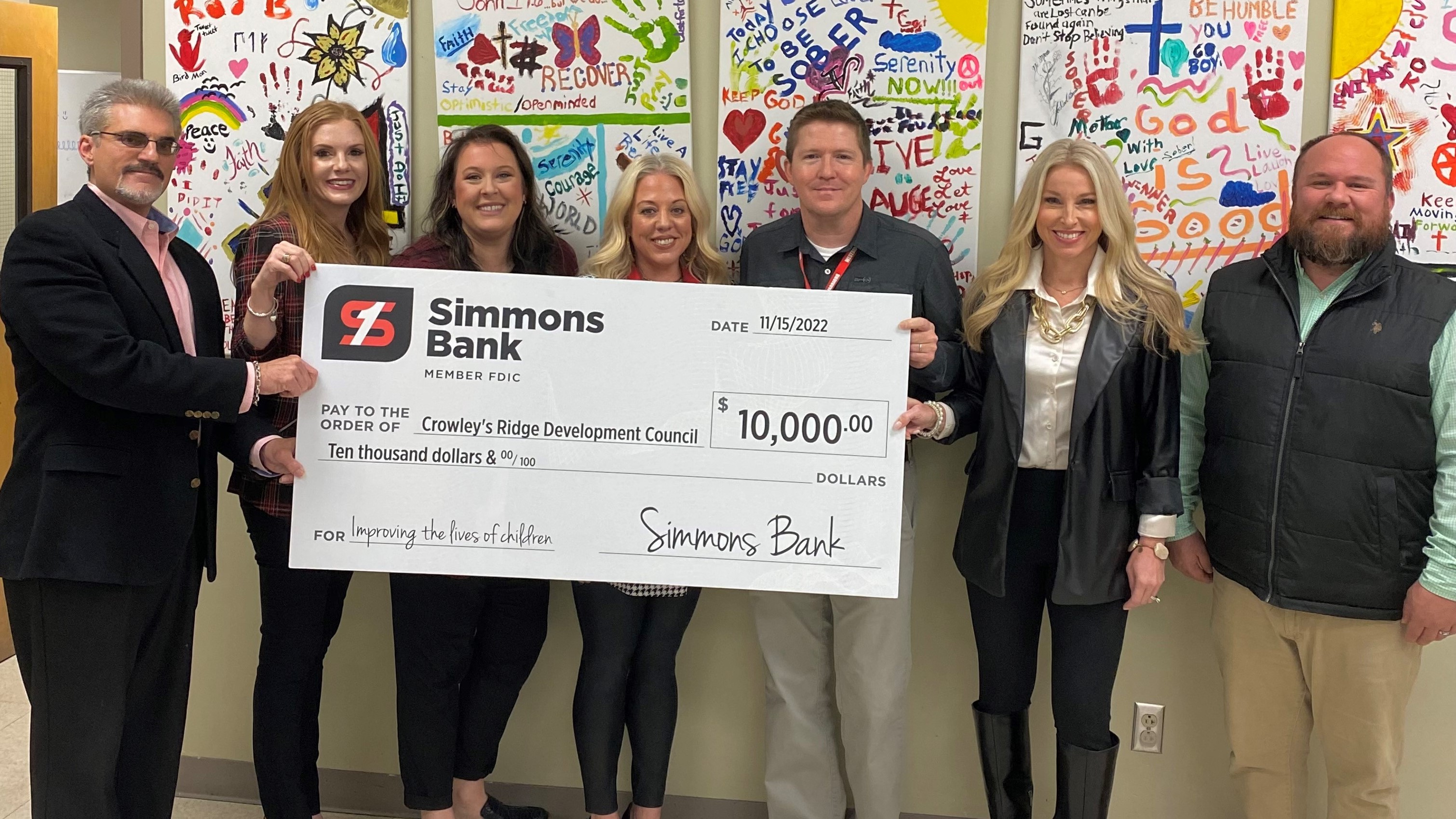 simmons associates present check to Crowleys Ridge Development Council