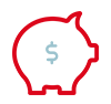 An icon depicting a piggy bank