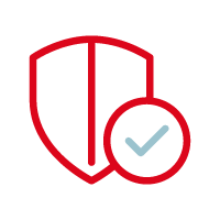 An icon depicting a security shield with a checkmark