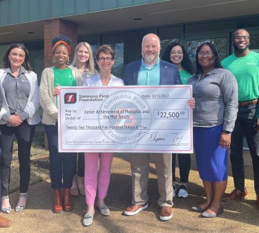 simmons associates presenting check to Junior Achievement of Memphis